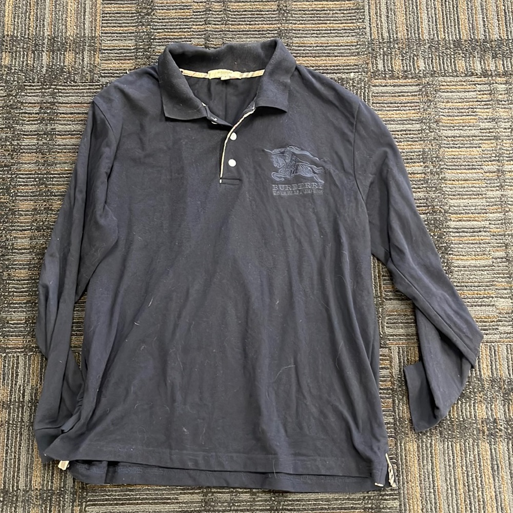 Burberry Nova check large emblem long sleeve polo